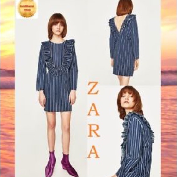 Haut Zara En Denim Avec Volants - Taille S - Occasion Très Bon état